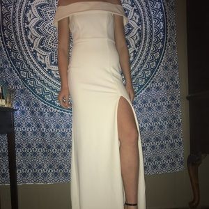 LuLu’s White Off Shoulder Formal Dress